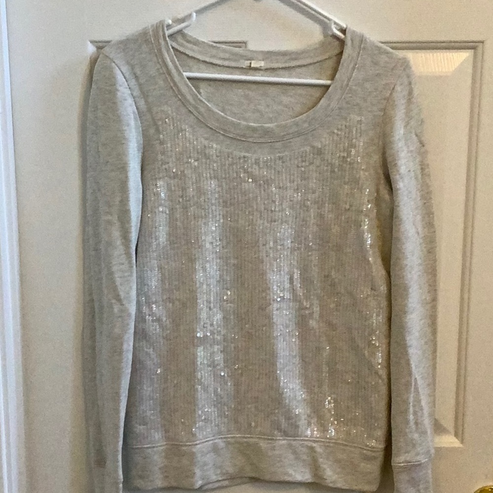 J Crew Sequin Front Sweatshirt